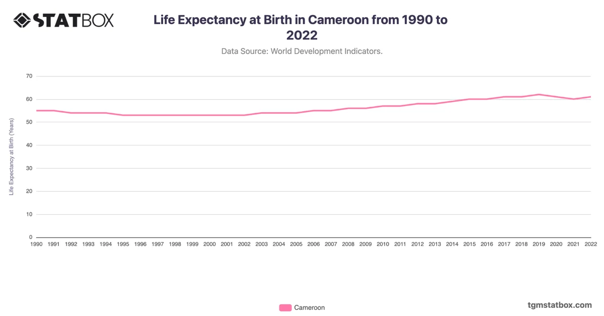 Life Expectancy at Birth in Cameroon from 1990 to 2022