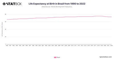 Life Expectancy at Birth in Brazil from 1990 to 2022