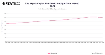 Life Expectancy at Birth in Mozambique from 1990 to 2022