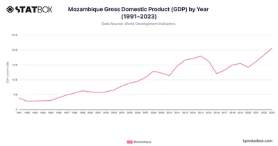 Mozambique Gross Domestic Product (GDP) by Year (1991–2023)