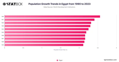 Population Growth Trends in Egypt from 1990 to 2023