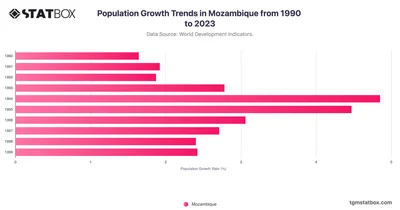 Population Growth Trends in Mozambique from 1990 to 2023