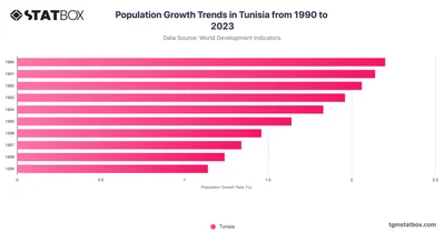Population Growth Trends in Tunisia from 1990 to 2023