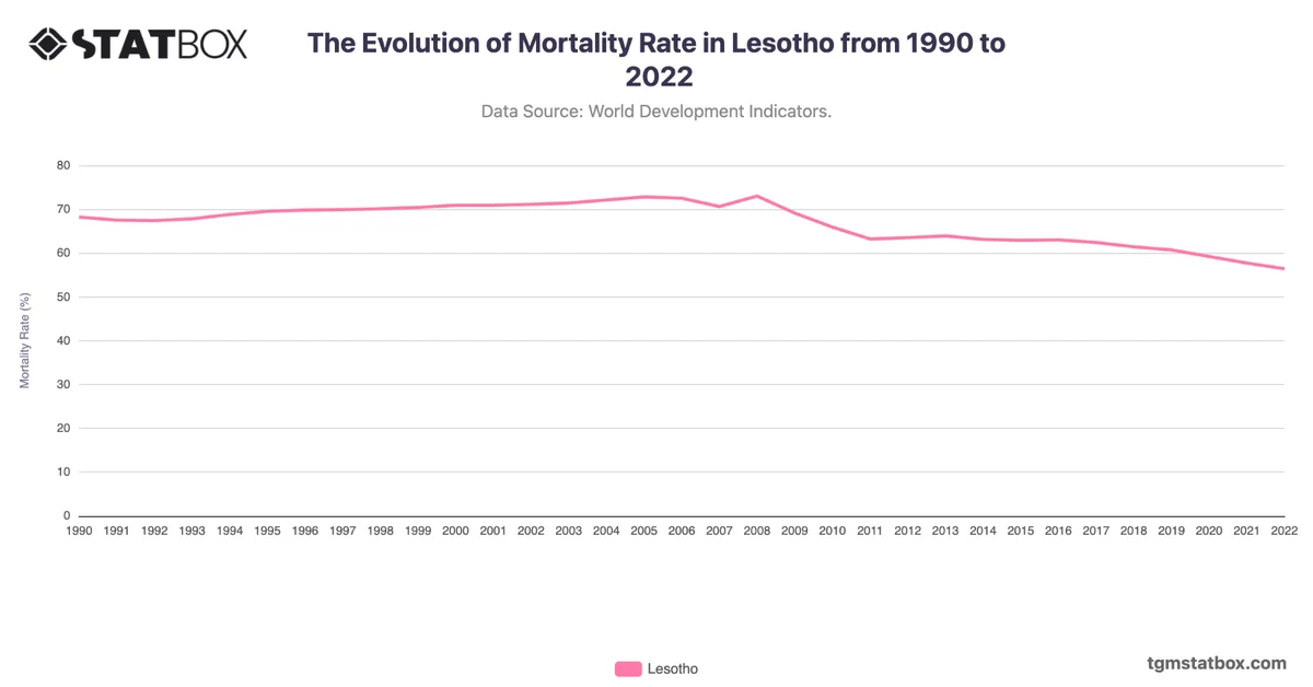 The Evolution of Mortality Rate in Lesotho from 1990 to 2022