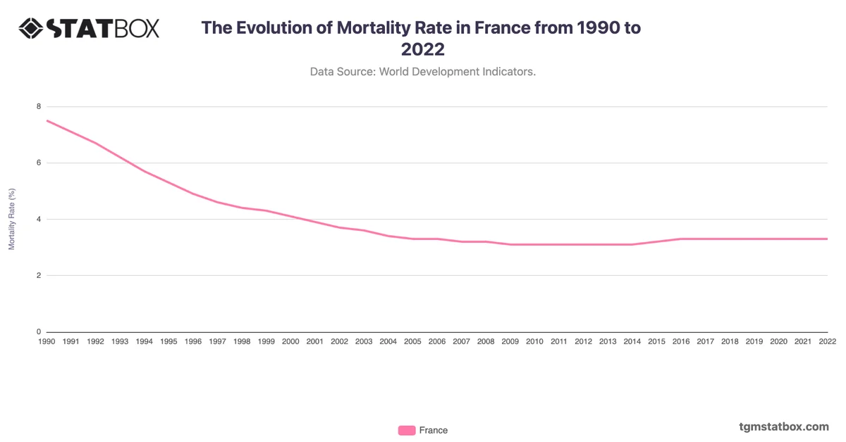 The Evolution of Mortality Rate in France from 1990 to 2022