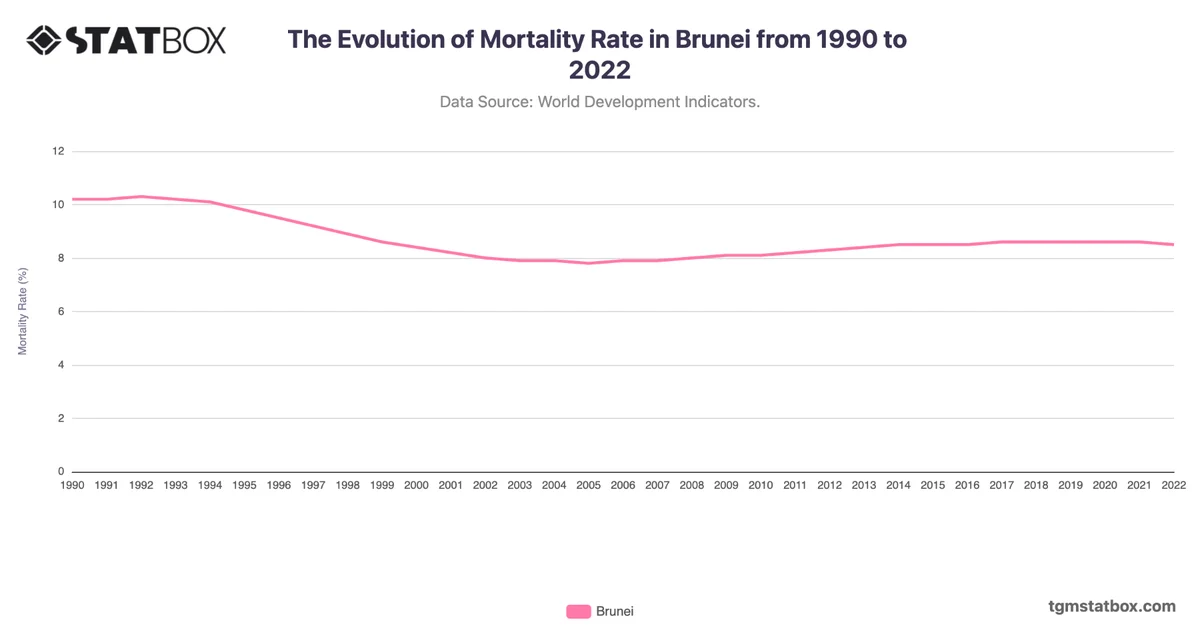 The Evolution of Mortality Rate in Brunei from 1990 to 2022