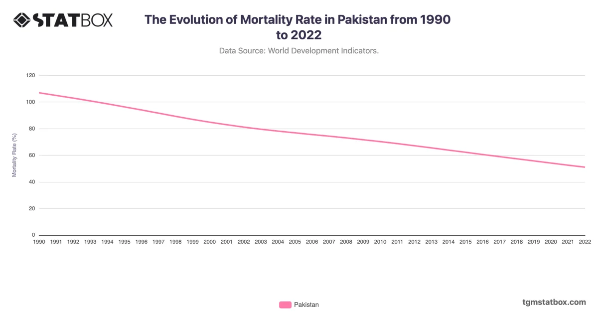The Evolution of Mortality Rate in Pakistan from 1990 to 2022
