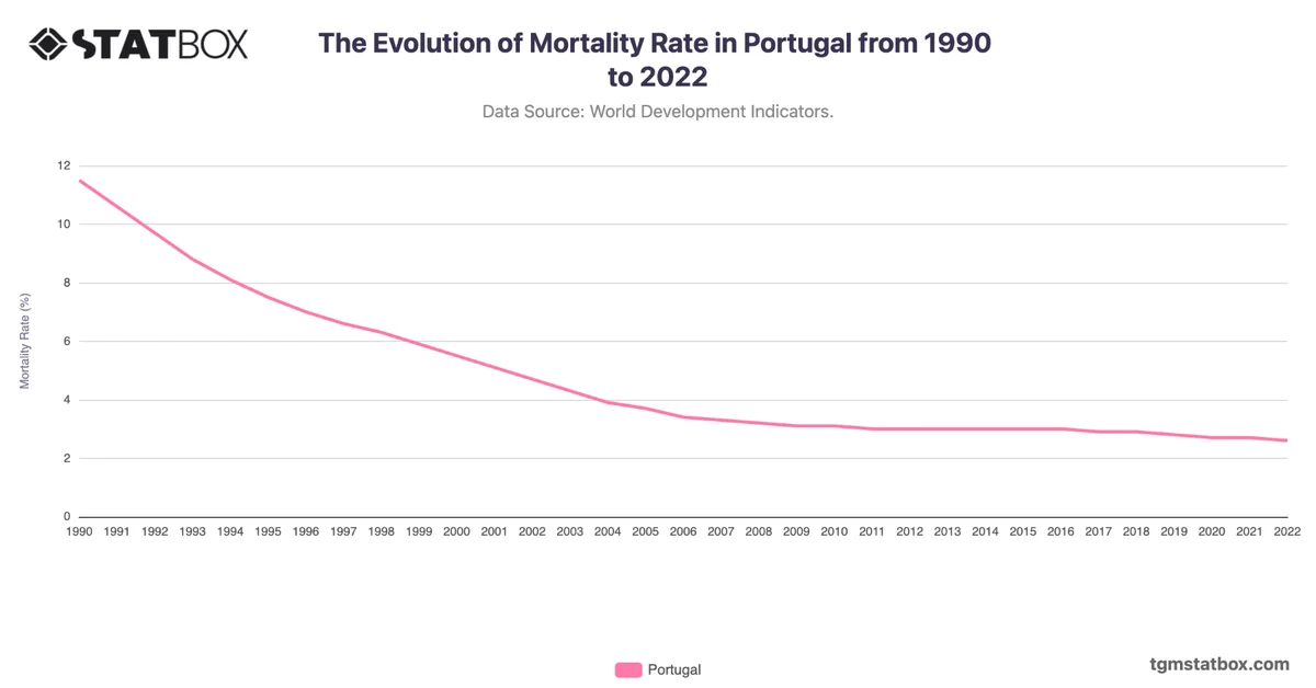 The Evolution of Mortality Rate in Portugal from 1990 to 2022