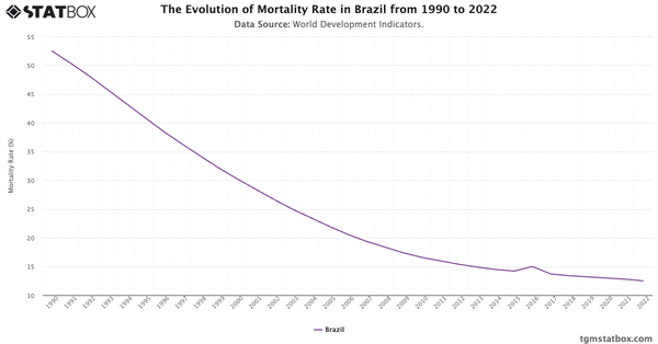 The Evolution of Mortality Rate in Brazil from 1990 to 2022|Chart|TGM StatBox