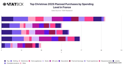 Top Christmas 2025 Planned Purchases by Spending Level in France
